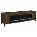 Carey - 79" TV Stand Fireplace Media Console - Dark Pine