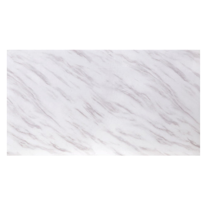 Zander - Coffee Table - White Printed Faux Marble Top & Mirrored Silver