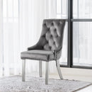 Satinka - Side Chair (Set of 2) - Gray Fabric & Mirrored Silver
