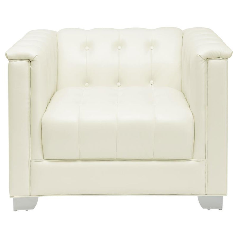 Chaviano - Upholstered Track Arm Accent Chair - Pearl White