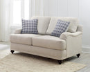 Glenn - Upholstered English Arm Loveseat - Light Gray And Blue