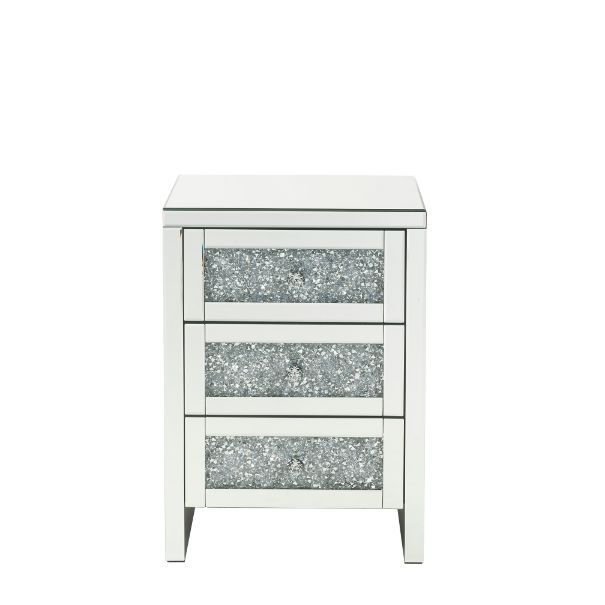 Noralie - 26" Accent Table With Faux Diamonds - Mirrored