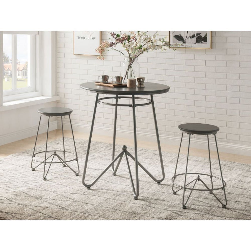 Nimai - 3 Piece Counter Height Table Set - Gray Oak & Sandy Gray
