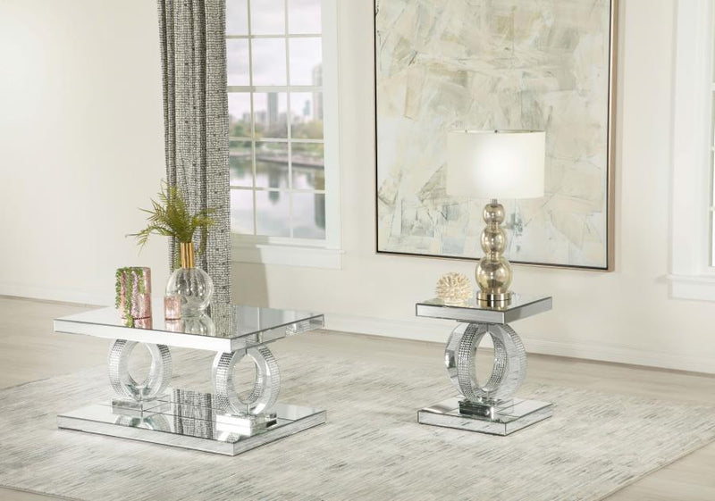 Breena - Rectangular Mirrored Acrylic End Table - Silver