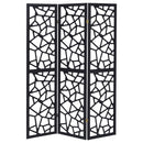 Nailan - 3-Panel Room Divider Folding Screen Open Mosaic - Black