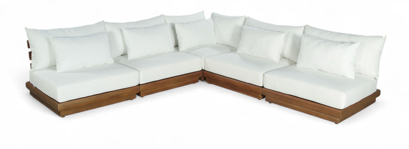 Mirella - 5 Piece Water Resistant Fabric Upholstered Outdoor Patio Modular Sectional