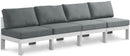 Nizuc - Outdoor Patio 4 Seat Armless Modular Sofa With White Frame