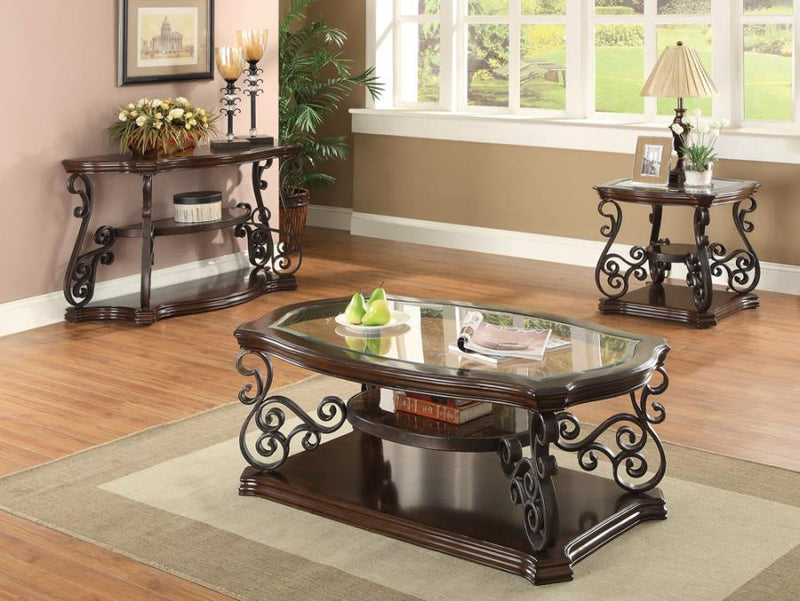 Laney - Sofa Table - Deep Merlot And Clear