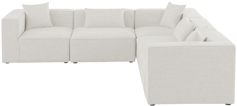 Cube - Modular Sectional 5 Piece - Cream - Fabric - Modern & Contemporary