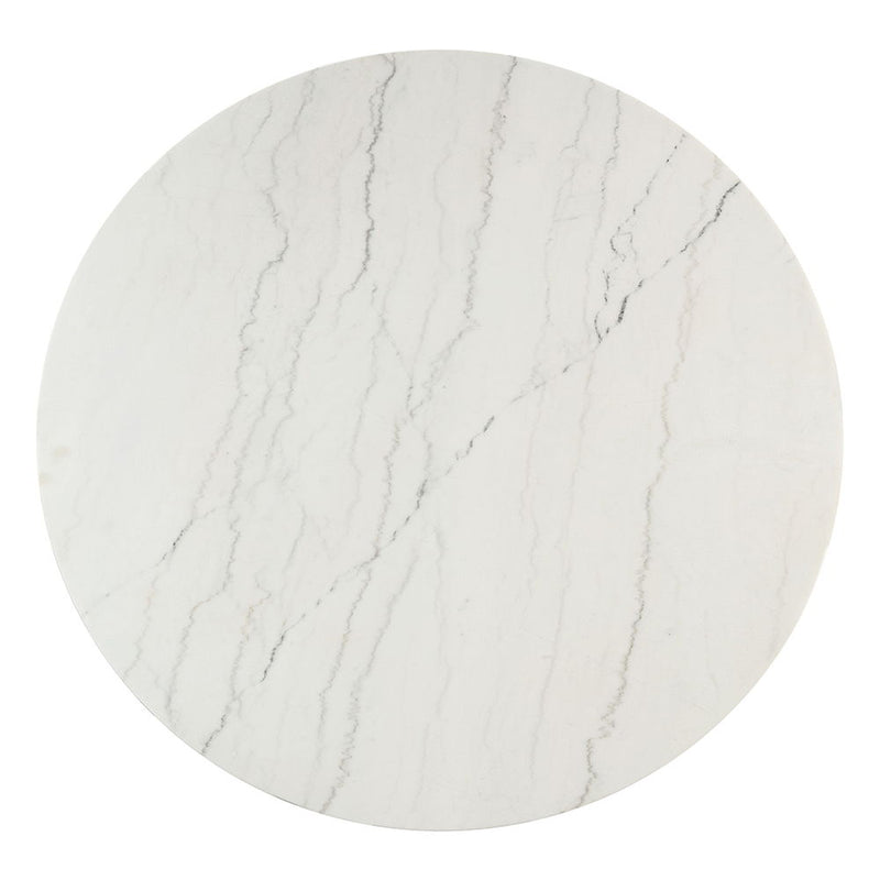 Edwyn - Round Dining Table - White Natural Marble Top & Espresso