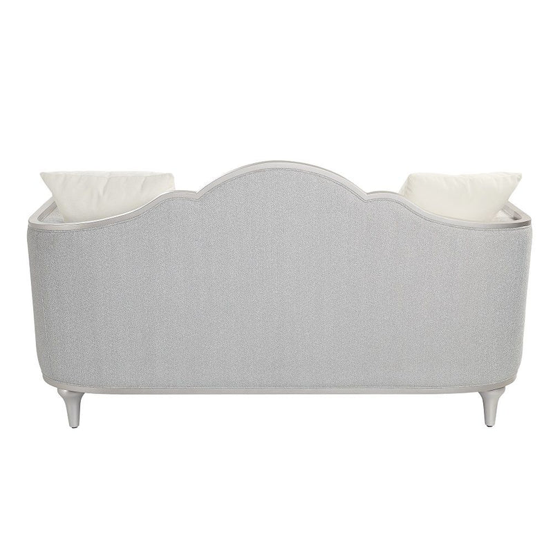 Kasa - Loveseat With 3 Pillows - Beige Linen & Champagne