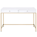 Ottey - Vanity Desk (Same 92540) - White High Gloss & Gold