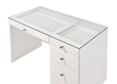 Morgan - Vanity Desk With Glass Top, LED Luxo Mirror & Stool - White