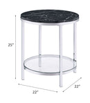 Virlana - End Table - Faux Black Marble Top & Chrome