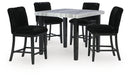 Mervannie - 5 Pc. - Counter Height Dining Table And 4 Barstools - Gray / Black
