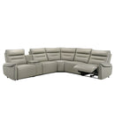 Jayke - Power Motion Sectional Sofa - Light Gray Top Grain Leather Match