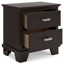 Covetown - Two Drawer Night Stand - Dark Brown