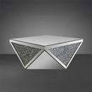 Noralie - 38" Square Coffee Table - Mirrored & Faux Diamonds