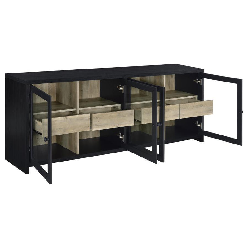 Denison - 79" 4-Door TV Stand Media Console - Black
