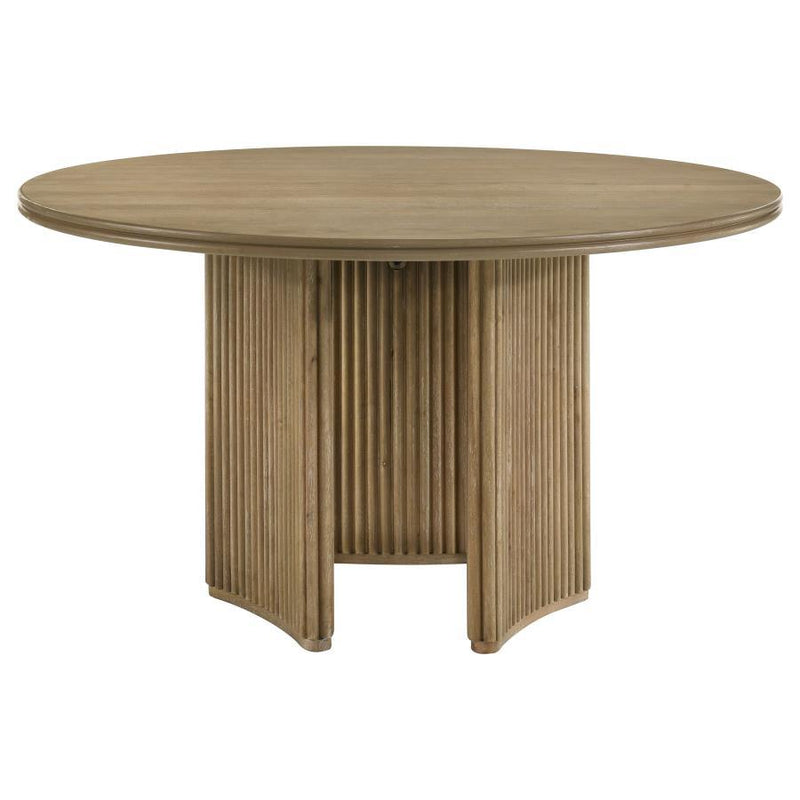 Adina - 53" Round Wood Dining Table - Distressed Light Brown