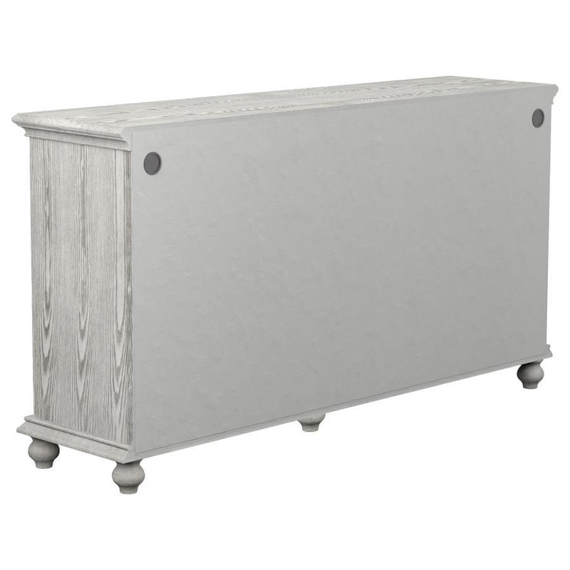 Melanie - 4 Door Wood Trellis Accent Cabinet - Distressed White