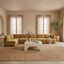 Hammond - Velvet Performance Fabric Upholstered 6 Piece L-Shaped Armless Sectional