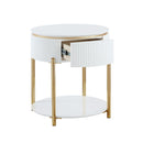 Daveigh - End Table - White High Gloss & Gold