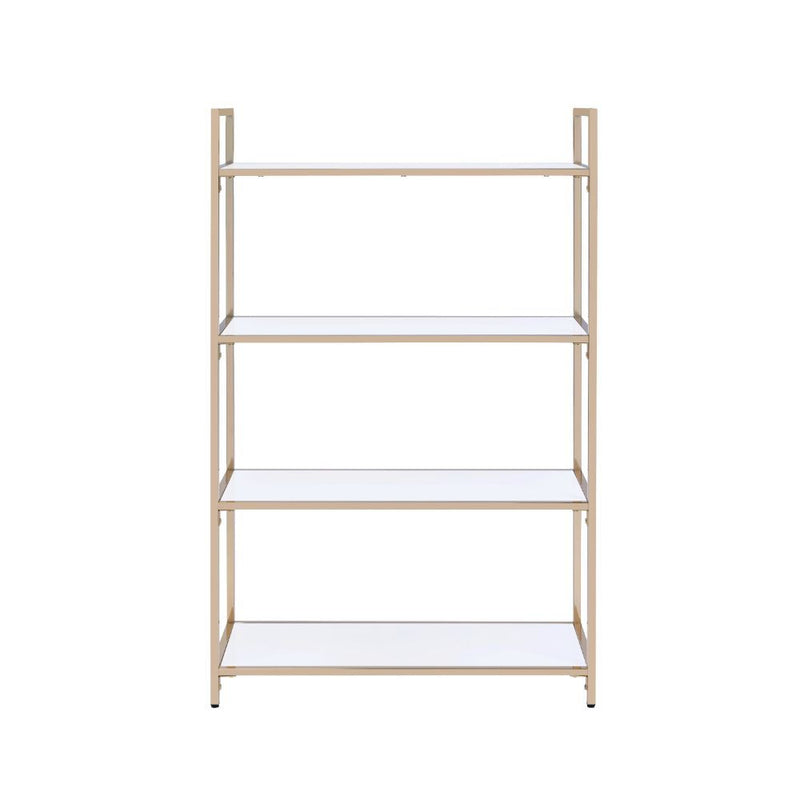 Ottey - Bookshelf - White High Gloss & Gold