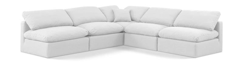 Indulge - Linen 5 Piece Modular Corner Armless Sectional - White
