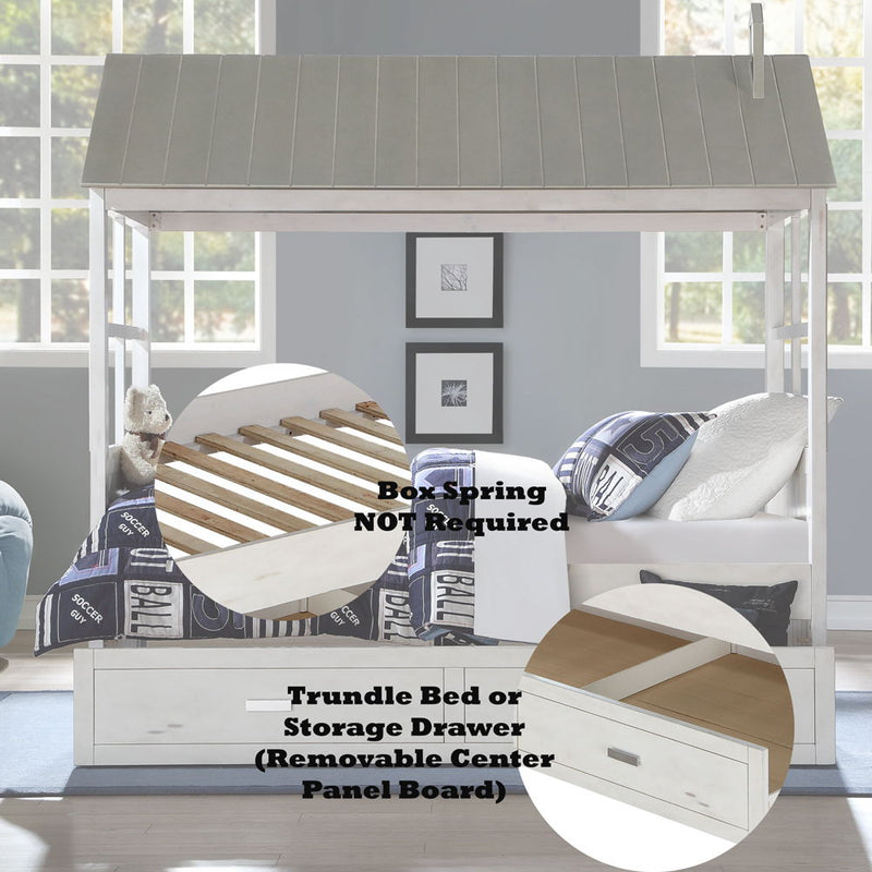 Tree House II - Twin Bed - Weathered White & Washed Gray