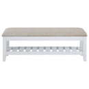 Bexhill - Upholstered Rectangular Bench With Shelf - White