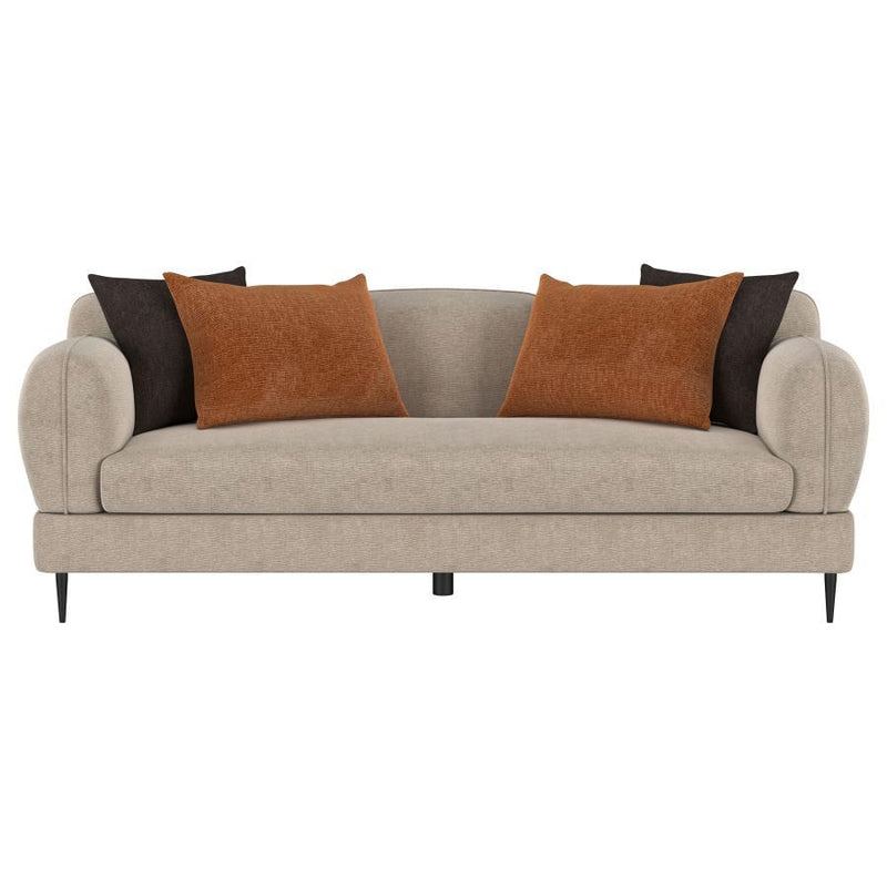 Jade - Chenille Upholstered Sculpted Track Arm Sofa - Latte