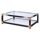 Lafty - Coffee Table - Clear Glass & White Brushed