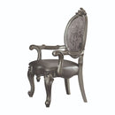 Versailles - Arm Chair (Set of 2) - Silver Synthetic Leather & Antique Platinum