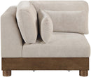 Turin - Chenille Fabric Upholstered Modular Corner Chair - Taupe / Brown Walnut