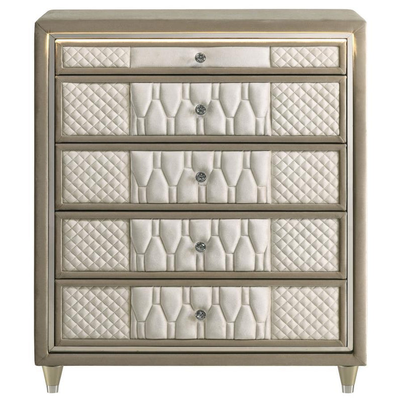 Lorient - 5-Drawer LED Chest Of Drawers - Ivory And Camel