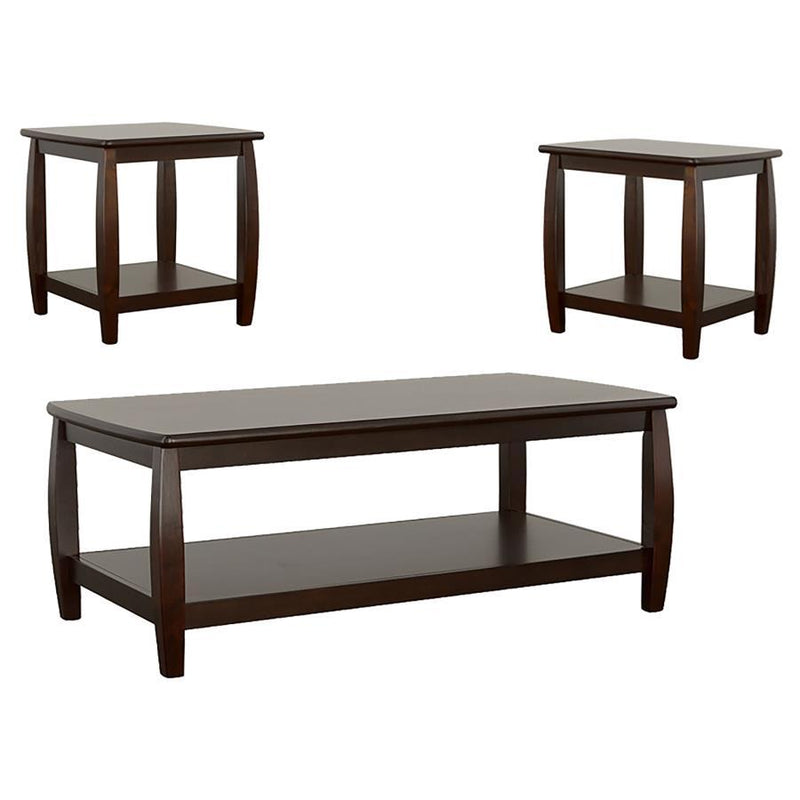 Dixon - 3 Piece Rectangular Wood Coffee Table Set Espresso - Cappuccino