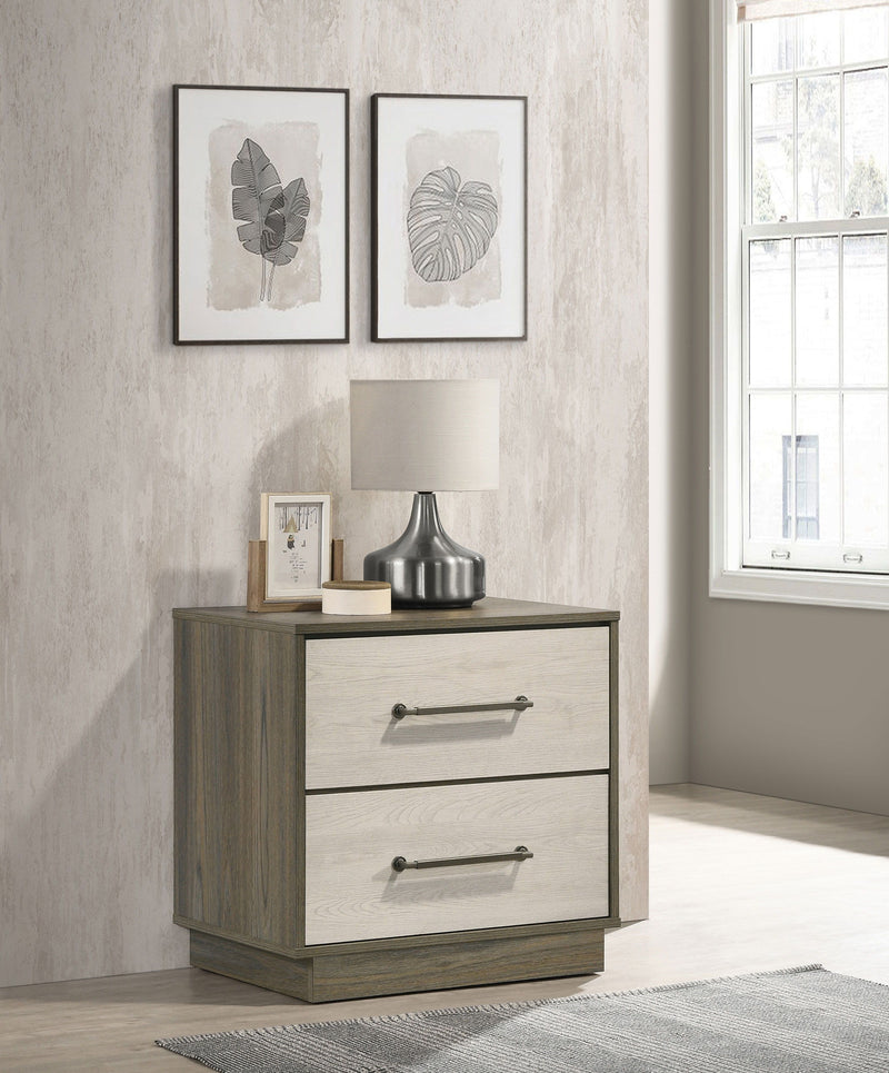 Fenwick - 2-Drawer Nightstand Bedside Table - Gray Oak