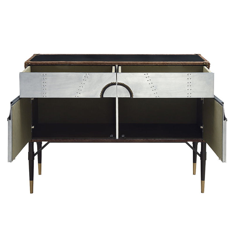 Brancaster - Console Cabinet - Top Grain Leather & Aluminum