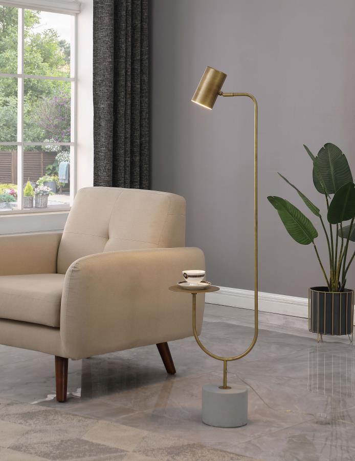 Jodie - Adjustable Floor Lamp Side Table - Antique Brass