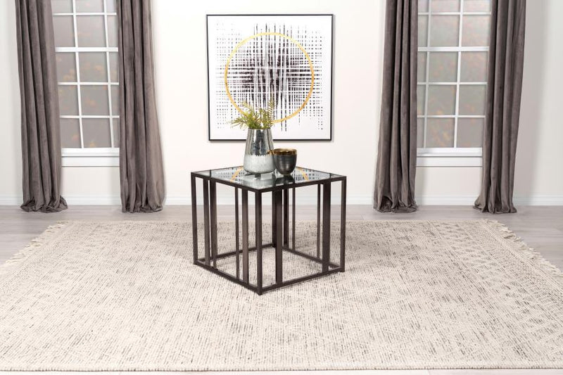 Adri - Rectangular Glass Top Side End Table