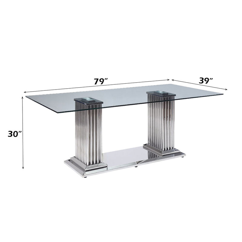 Cyrene - Dining Table - Clear Glass Top & Stainless Steel
