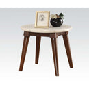 Gasha - End Table - White Marble Top & Walnut