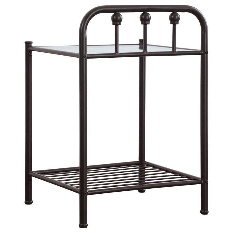 Livingston - Metal 1-Shelf Nightstand - Dark Bronze