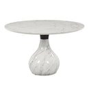 Koen - Round Dining Table, Engineering Marble Top - White & Black
