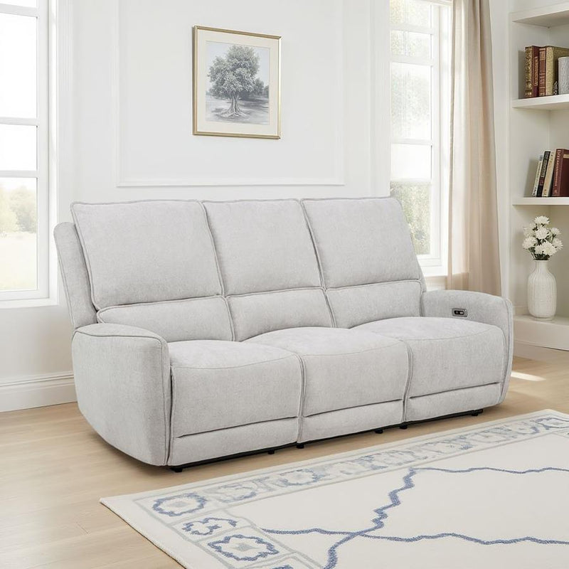 Sylmar - Chenille Upholstered Power Reclining Sofa - Dove Gray
