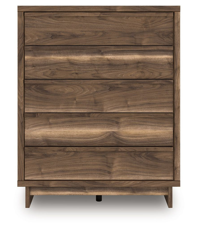 Chirason - Brown - Five Drawer Wide Chest