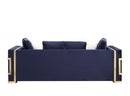 Virrux - Sofa With 6 Pillows - Blue Velvet & Gold