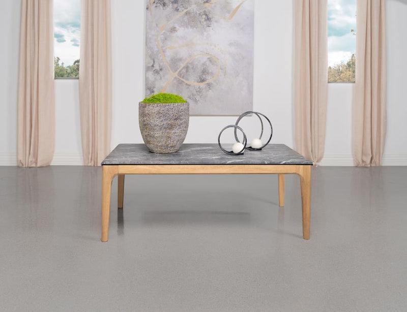 Polaris - Rectangular Smart Top Coffee Table - Gray And Light Oak