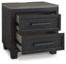 Foyland - Two Drawer Night Stand - Black / Brown